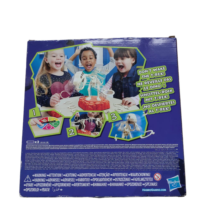 Hasbro, T-Rex Rocks, Don't Wake The T-Rex! In the T-Rex Rocks game, players take turns placing the plastic bones on the dinosaur. Spin the spinner and place the bone that it points to anywhere along the dinosaur's back. But be careful! If a player wakes the dinosaur, he'll shake and that player is out. The last player left wins! Kids love dinosaurs and this game can make a great indoor activity for children and a fun present for girls and boys aged 4 and up.