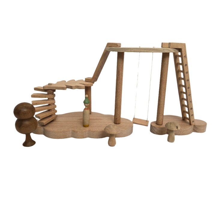 Hersin Means Made By Hand, Wooden Tree House Play Set, This handmade wooden playground/ treehouse is handcrafted with great care in our workshop in Kalamata, Greece . We use natural solid hardwood, such as beech, iroko olive wood and ash. A beautiful open ended toy for kids of all ages to play with. Employ your creativity and imagination. Use available pieces to create your own little worlds and invent amazing stories. Feel closer to nature with the environmentally friendly materials used.