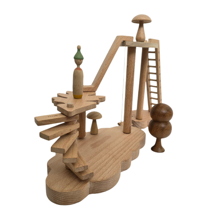 Hersin Means Made By Hand, Wooden Tree House Play Set, This handmade wooden playground/ treehouse is handcrafted with great care in our workshop in Kalamata, Greece . We use natural solid hardwood, such as beech, iroko olive wood and ash. A beautiful open ended toy for kids of all ages to play with. Employ your creativity and imagination. Use available pieces to create your own little worlds and invent amazing stories. Feel closer to nature with the environmentally friendly materials used.