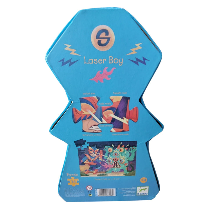 Djeco, Discover the Djeco laser boy puzzle, a magnificent 36-piece puzzle for children from 4 years old. An entertaining superhero puzzle depicting a laser boy that shoots lightning with the eyes to fight evil creatures! All in a pretty decorative box that will find its place perfectly on the shelves of your child's room. A great idea for a fun and educational gift for children!