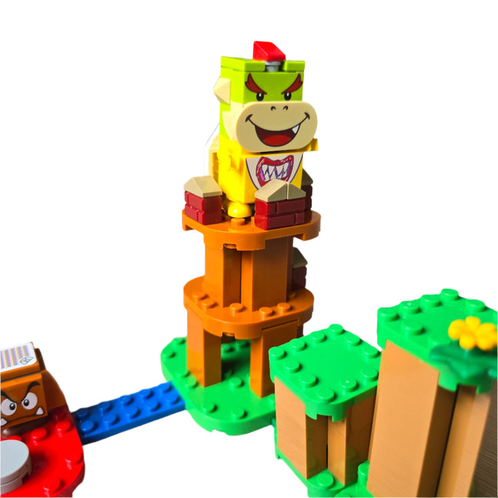 Lego, Kids can team up with their favorite character in the real world with this LEGO Super Mario Adventures with Mario Starter Course (71360). Players earn virtual coins moving LEGO Mario from the Start Pipe to the Goal Pole via spinning and cloud platforms, the ? Block, and super battles with the Goomba and Bowser Jr. toy figures. Rearrange the bricks to create new levels to master!