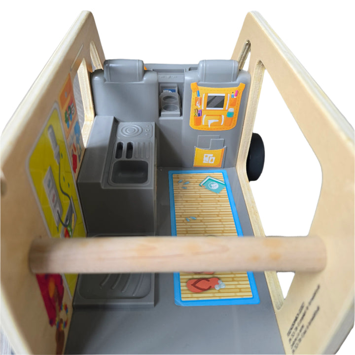 Hape, Adventure Van Toy, Head out for an amazing camping adventure with picnics, surfing and even hang-gliding with this brilliant, easy-to-carry camper van complete with dolls and accessories!