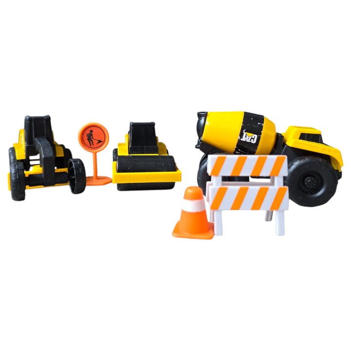 Cat, The Cat Little Machines Mega Set is packed with everything needed for getting big construction site jobs completed. It includes an assortment of Little Machines vehicles, exclusive XL Little Machines crane and excavator perfect for transport and digging, and various construction site accessories such as road signs, cones, barrels, and boulders.