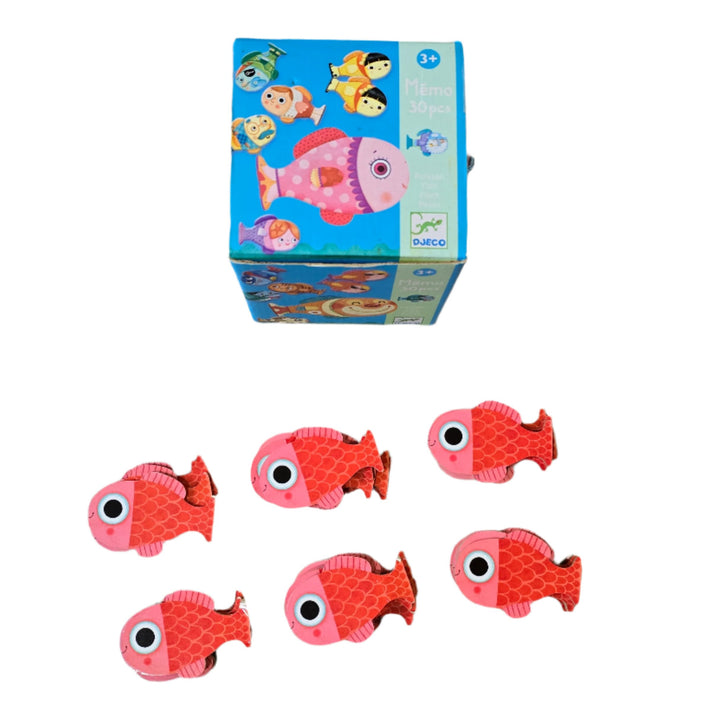 Djeco, A perfect picture matching game with 30 fish! Each fish has a partner which children will have to put together to complete the puzzle. This game will allow your children to develop their cognitive skills whilst improving on their pattern recognition skill!