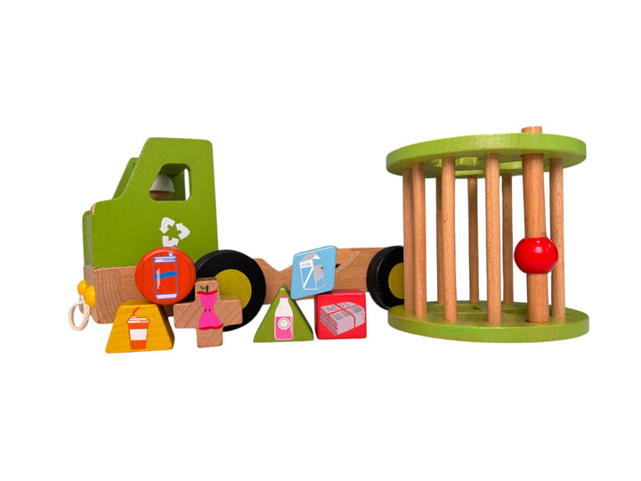 Wooden Pull Along Recycling Truck