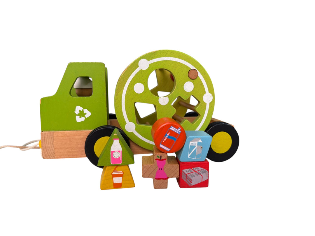 Wooden Pull Along Recycling Truck