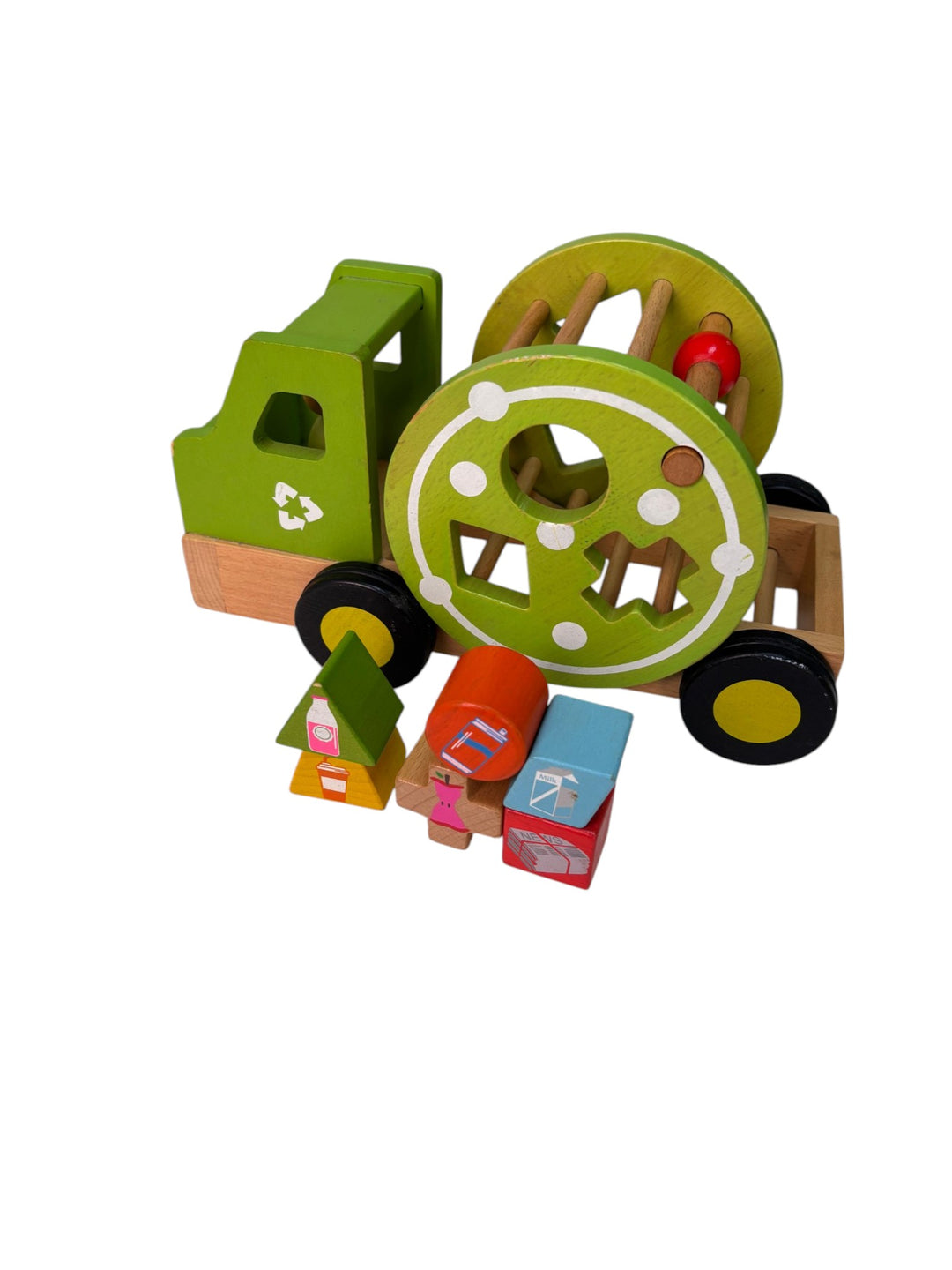 Wooden Pull Along Recycling Truck