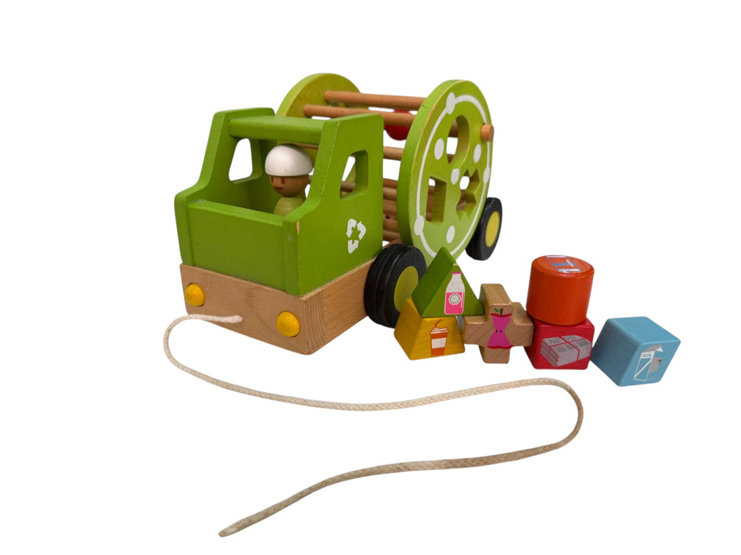 Wooden Pull Along Recycling Truck