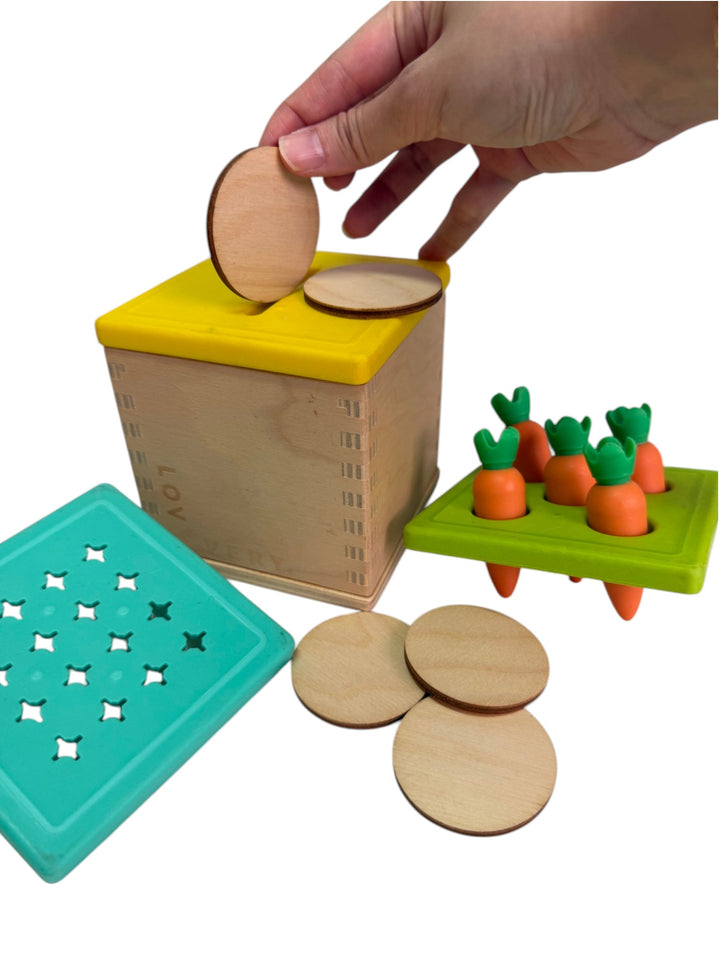 Wooden Coin Bank Set (The Babbler Play Kit 13, 14, 15+ months)