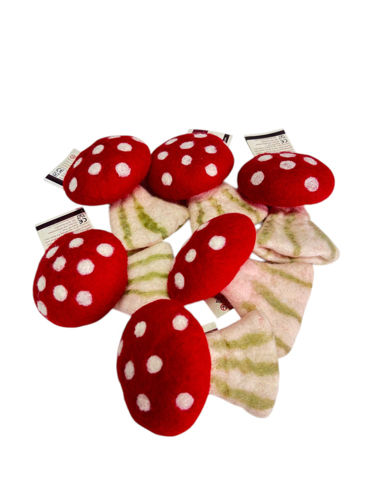Felt Toadstools, Red, 6 pcs