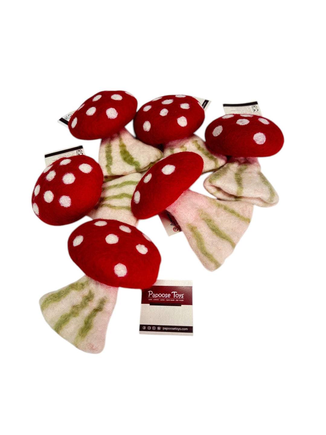 Felt Toadstools, Red, 6 pcs