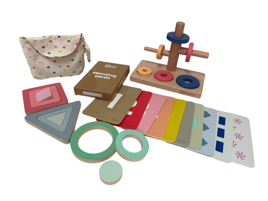 Shapes Puzzles, Counting Cards, Slide-and-stack Ring Puzzle - Let's Count Plus Set (16-17 months)