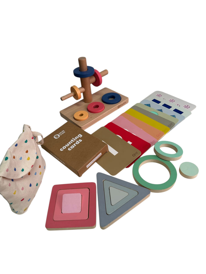 Shapes Puzzles, Counting Cards, Slide-and-stack Ring Puzzle - Let's Count Plus Set (16-17 months)