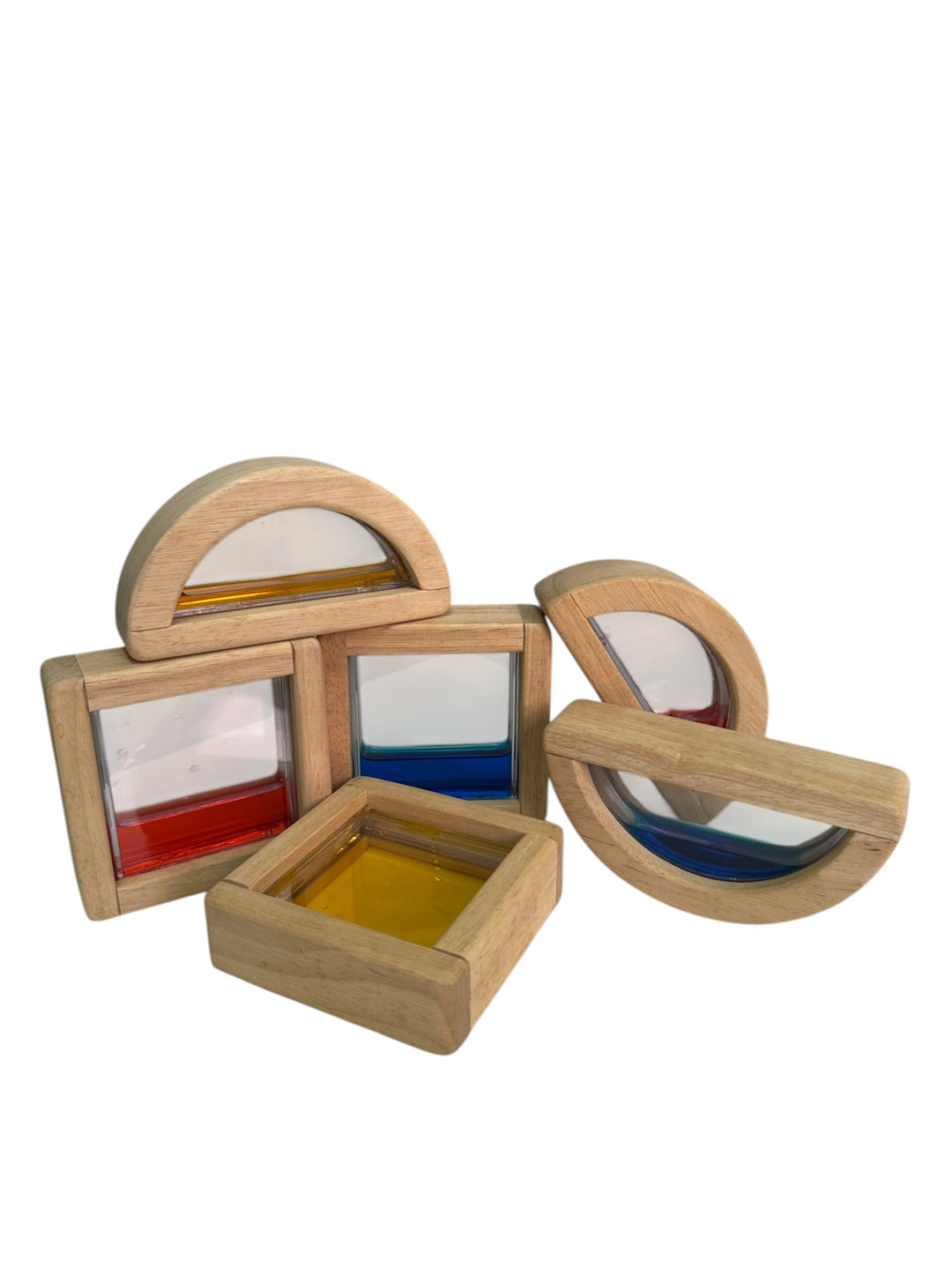 Waterblocks - Rainbow Water-filled Wooden Block set - 6 blocks (2 shapes)
