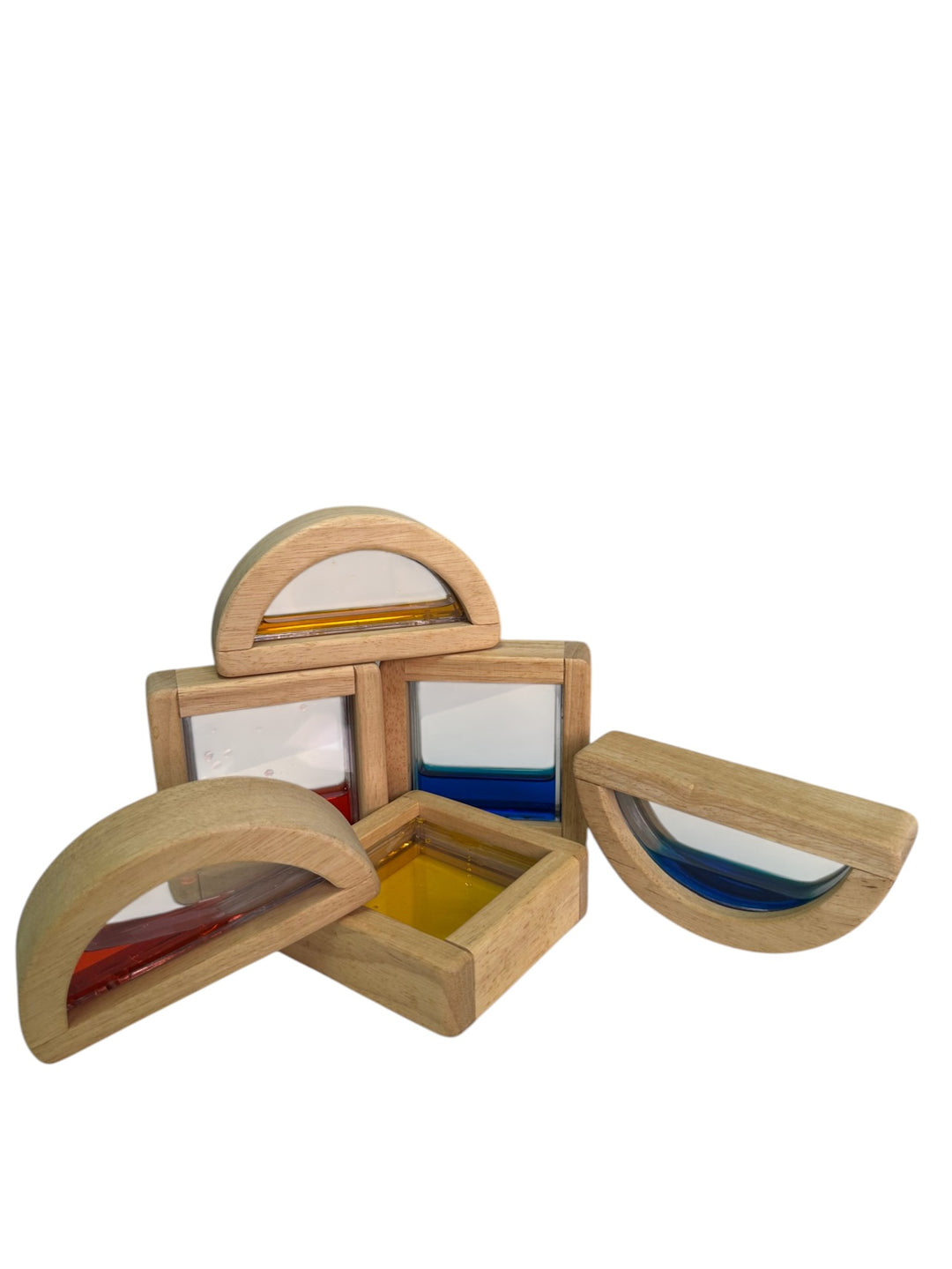 Waterblocks - Rainbow Water-filled Wooden Block set - 6 blocks (2 shapes)