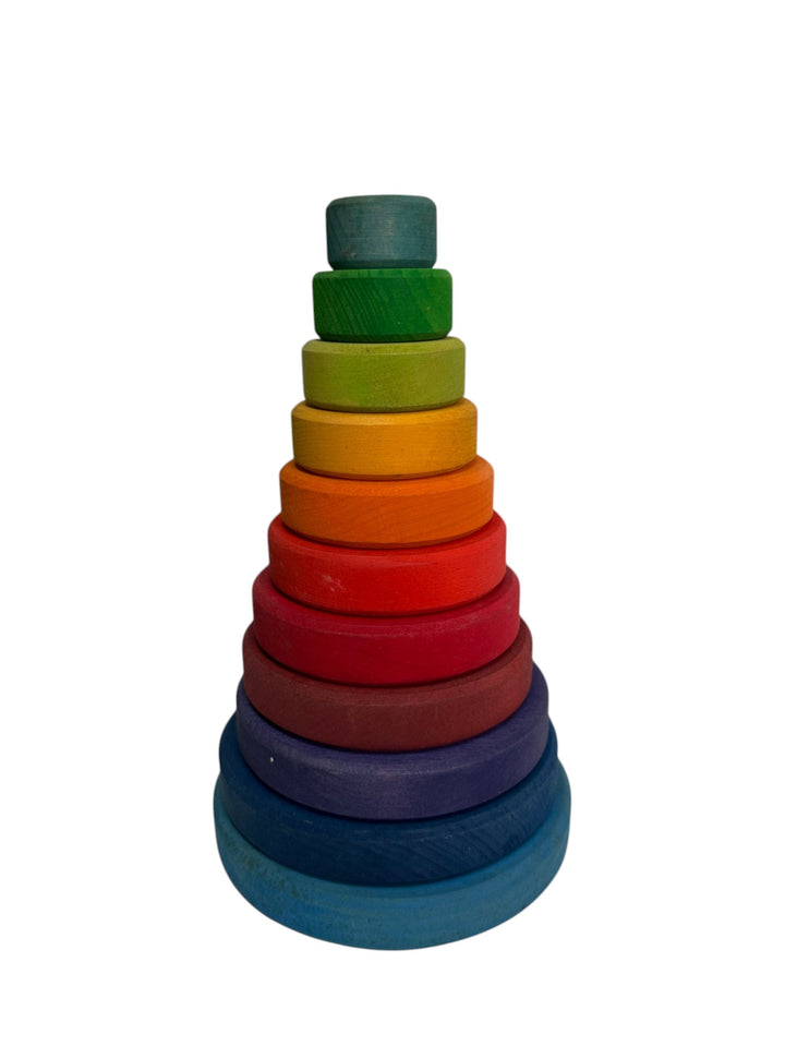 Large Wooden Conical Stacking Tower (Rainbow) 11pcs