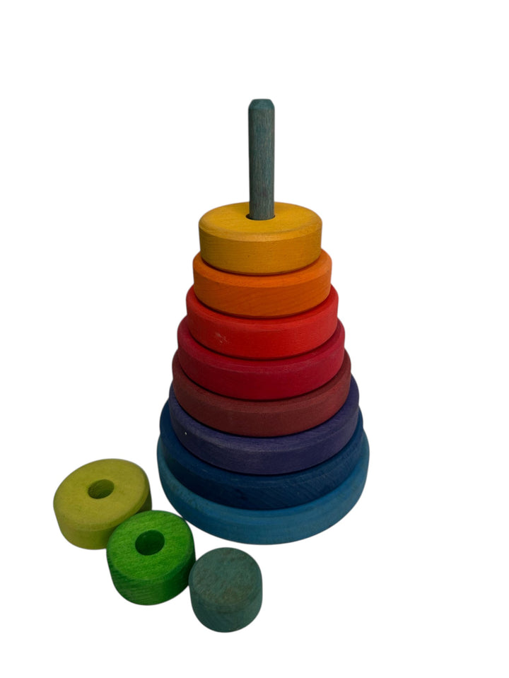 Large Wooden Conical Stacking Tower (Rainbow) 11pcs