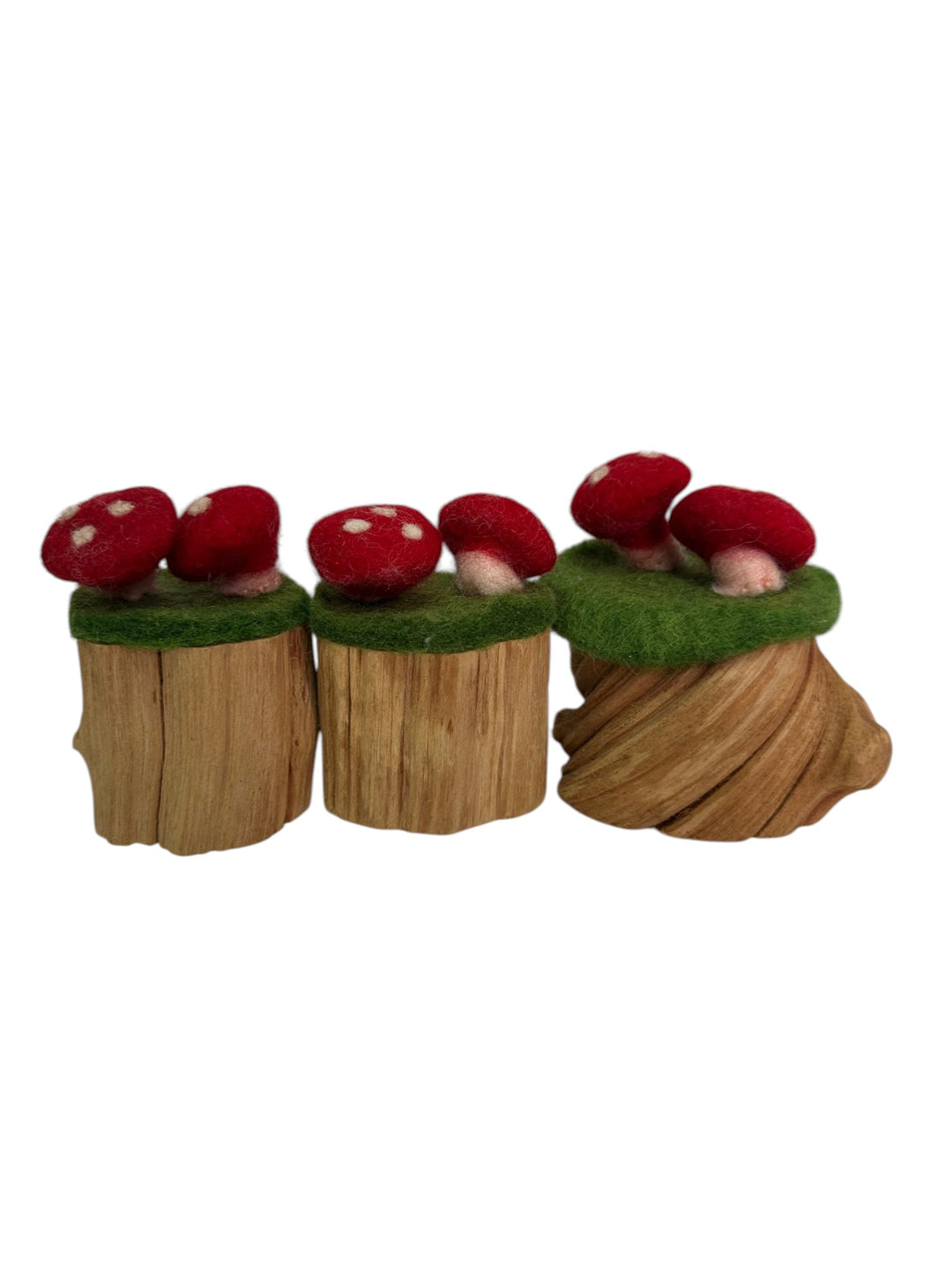 Felt and Wood Toadstool Trunks 3pcs