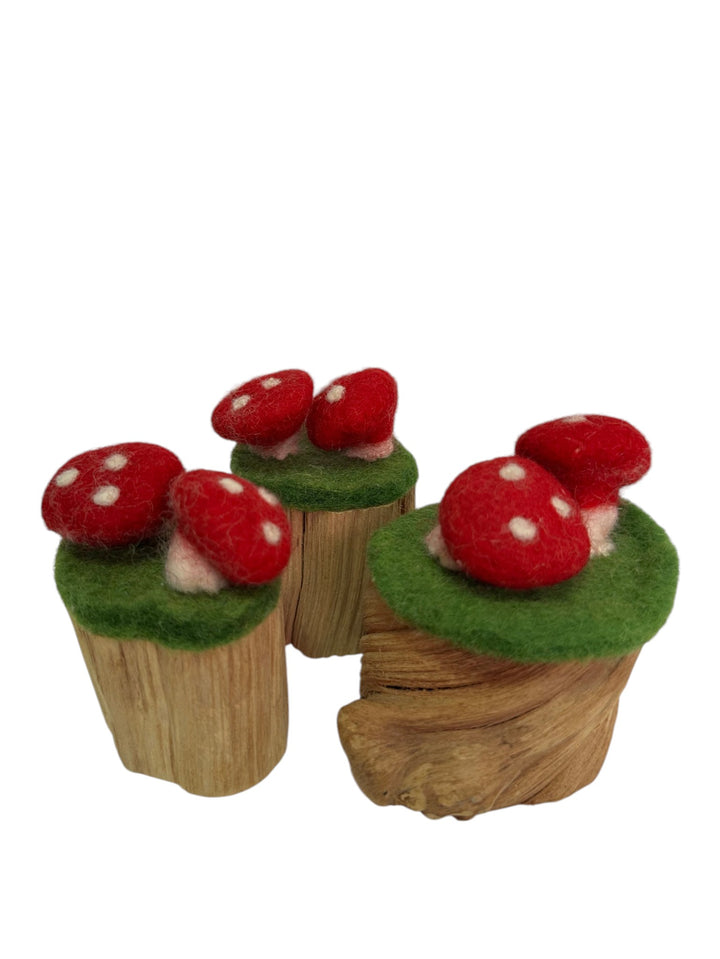 Felt and Wood Toadstool Trunks 3pcs