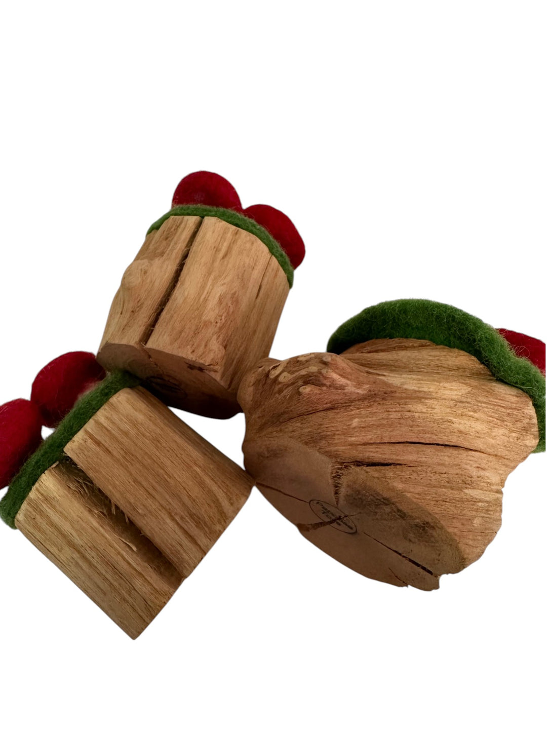 Felt and Wood Toadstool Trunks 3pcs