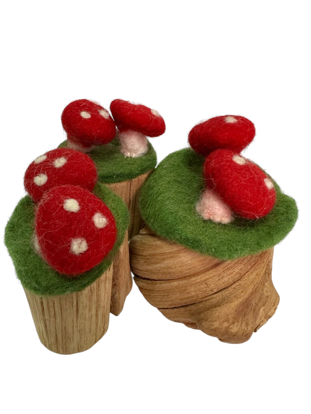 Felt and Wood Toadstool Trunks 3pcs