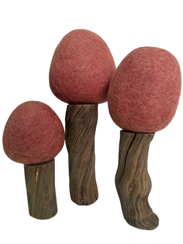 Felt and Wood Autumn Trees 3pcs