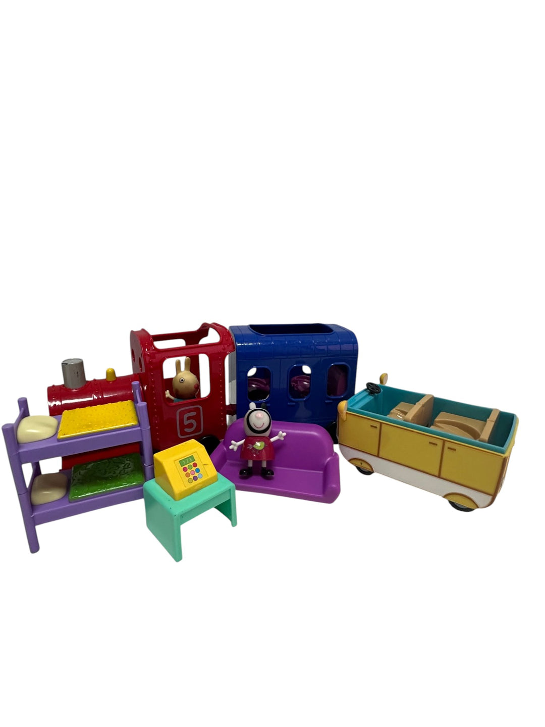 Peppa Pig Miss Rabbit's Train, Campervan, Bedroom Set Bundle
