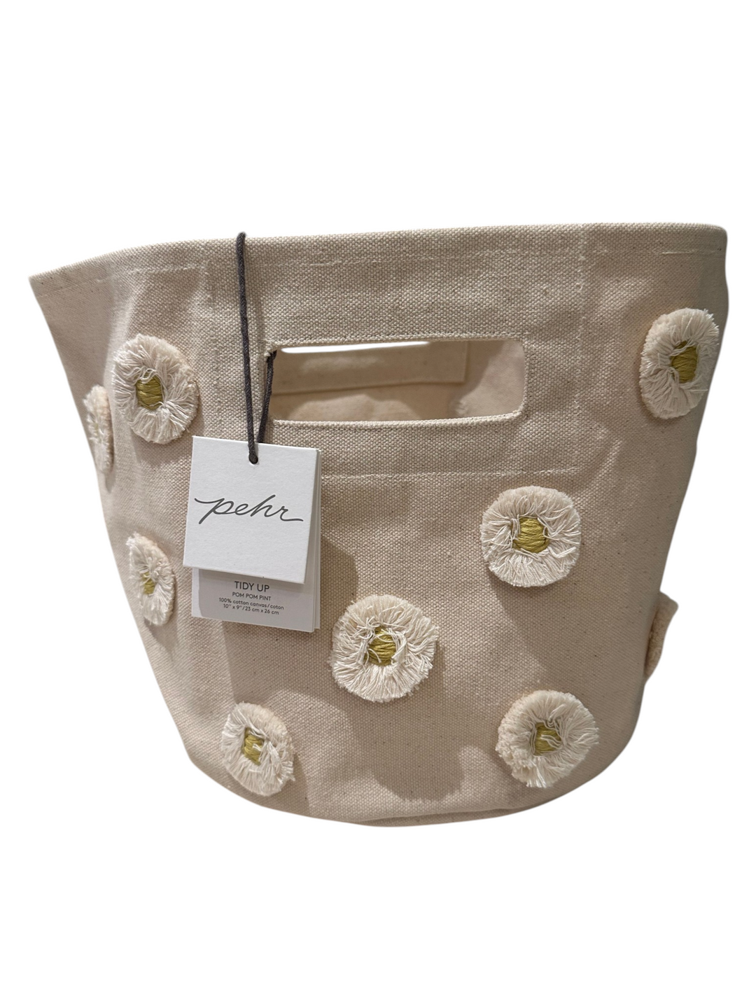 Pom Pom Basket Pint - White/Yellow Sunflower