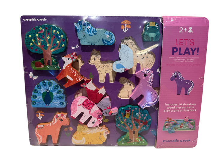 16-Piece Wood Puzzle + Playset (Unicorn Garden)