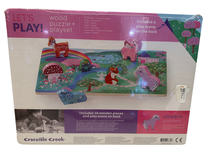 16-Piece Wood Puzzle + Playset (Unicorn Garden)