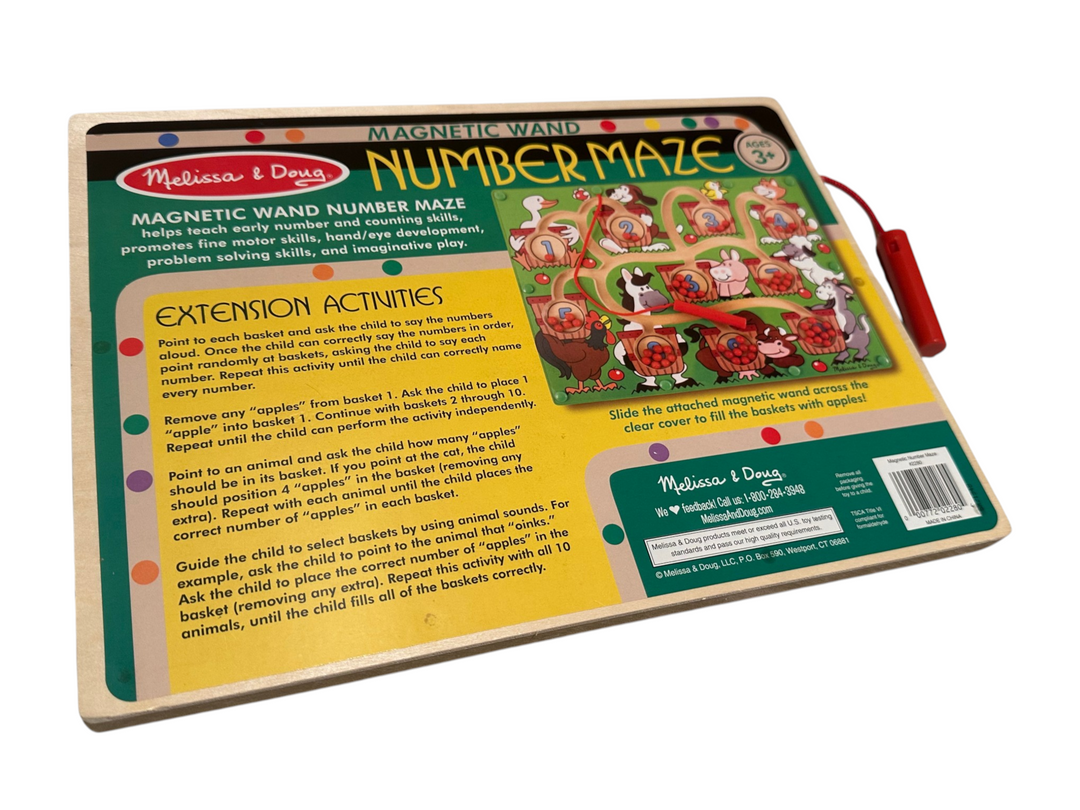 Farm Magnetic Number Maze (wooden board + magnetic wand)