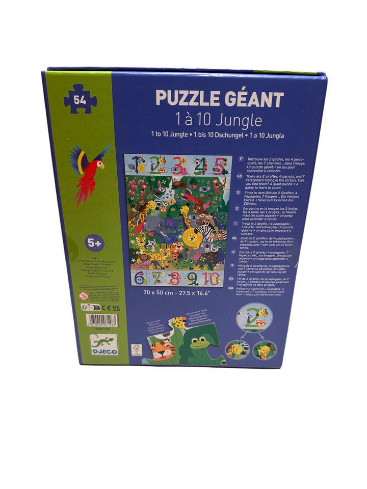 Giant Puzzle - 1 to 10 Jungle, 54 pcs