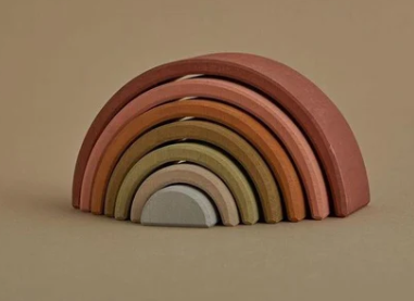 Raduga Grez, Earth Arch Stacker, This colored wood stacker is great for both - toddlers, who are learning how to stack and nest objects, and older children who love to play with blocks. Can also be used as a piece of art or decor around the house. There are various ways of playing... You can learn colours, count the blocks, use the stacker as a pyramid and as a balance toy. Make art-objects and let the little ones get creative!