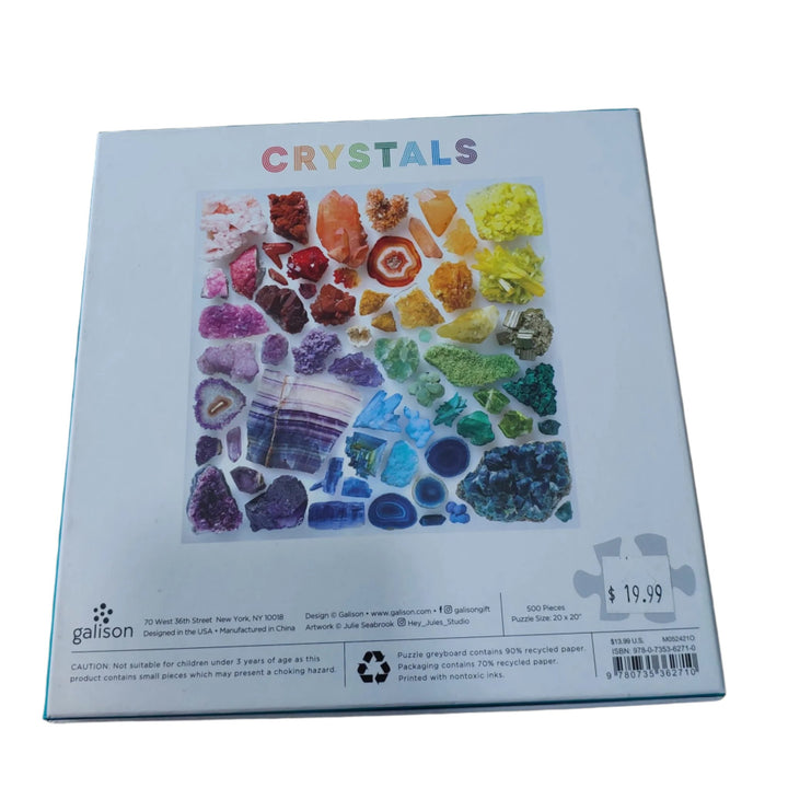 Galison, Crystals 500 Piece Puzzle, A beautiful array of colourful mineralogical samples, arrayed in a spectrum, and reproduced in this finely-made jigsaw.