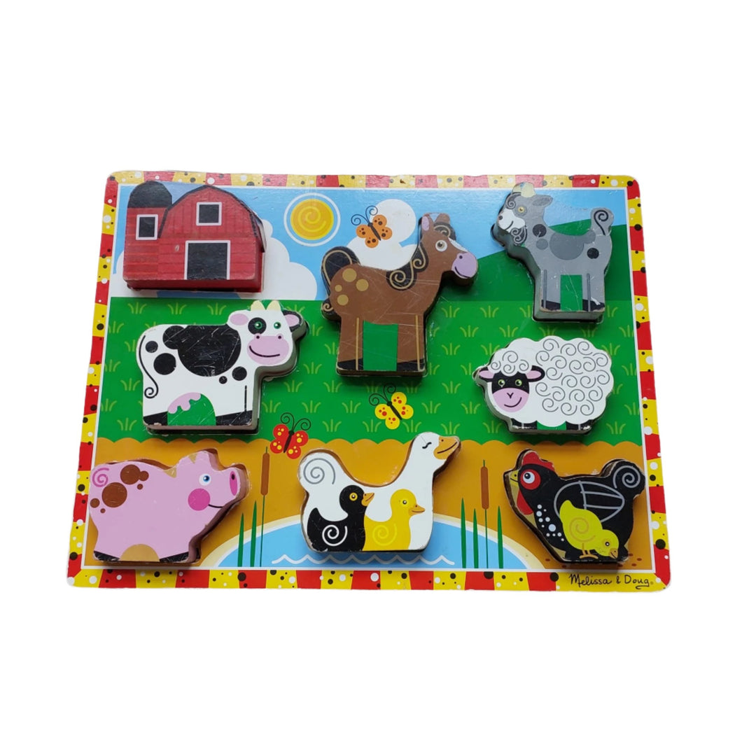  Full colour pictures lie beneath each piece to guide your child while these wooden puzzle pieces even stand on their own for additional pretend play! Help your child develop hand-eye coordination, fine motor