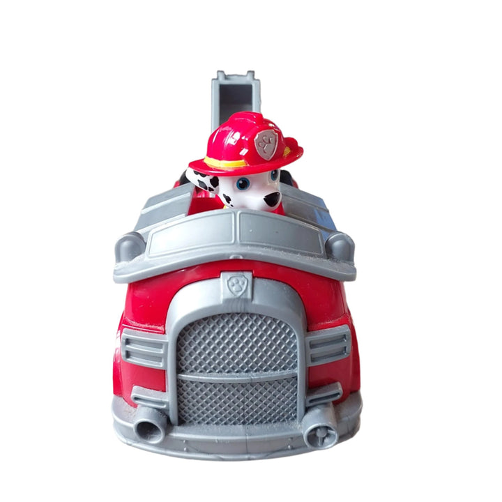 Spinmaster, PAW Patrol Marshall`s Fire Engine Vehicle, The PAW Patrol are on a roll in their rescue vehicles! Join Marshall on action-packed missions with his Fire Engine! When trouble strikes, place Marshall (figure included) into the driver’s seat and roll to the rescue with real working wheels and a moveable ladder! With authentic detailing and realistic features, the PAW Patrol’s beloved fire dog and his truck bring all the excitement of PAW Patrol to life. As your child plays with Marshall and his Fire