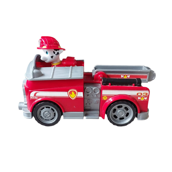 Spinmaster, PAW Patrol Marshall`s Fire Engine Vehicle, The PAW Patrol are on a roll in their rescue vehicles! Join Marshall on action-packed missions with his Fire Engine! When trouble strikes, place Marshall (figure included) into the driver’s seat and roll to the rescue with real working wheels and a moveable ladder! With authentic detailing and realistic features, the PAW Patrol’s beloved fire dog and his truck bring all the excitement of PAW Patrol to life. As your child plays with Marshall and his Fire
