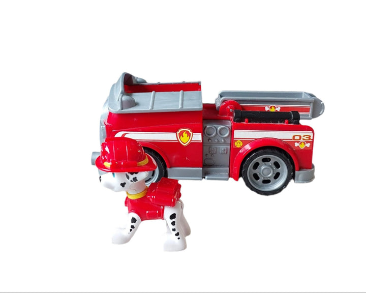 Spinmaster, PAW Patrol Marshall`s Fire Engine Vehicle, The PAW Patrol are on a roll in their rescue vehicles! Join Marshall on action-packed missions with his Fire Engine! When trouble strikes, place Marshall (figure included) into the driver’s seat and roll to the rescue with real working wheels and a moveable ladder! With authentic detailing and realistic features, the PAW Patrol’s beloved fire dog and his truck bring all the excitement of PAW Patrol to life. As your child plays with Marshall and his Fire