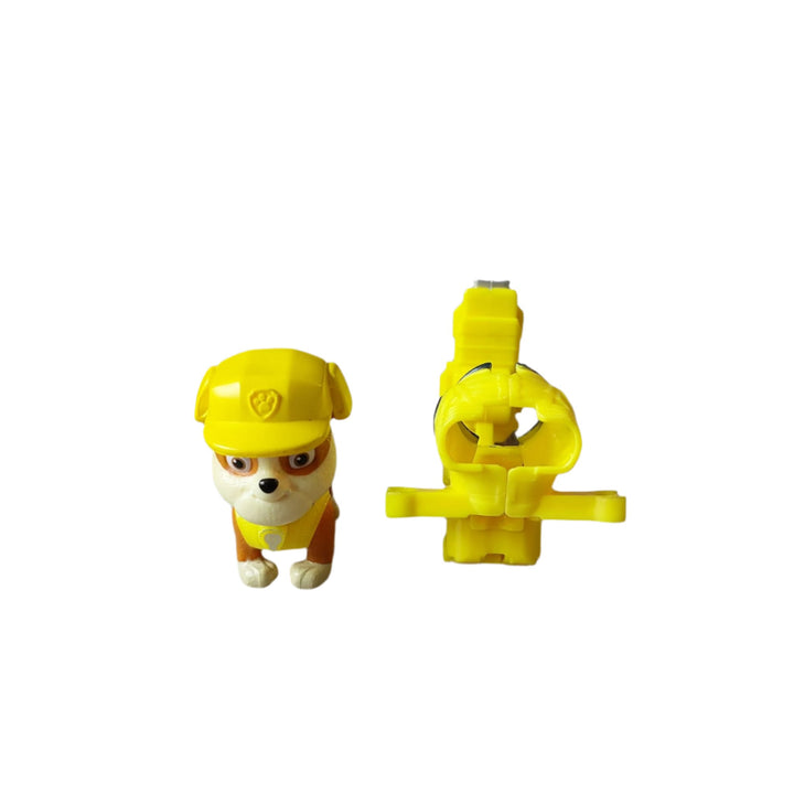 Spinmaster, Paw Patrol The Movie: Rubble Collectible Figure, The PAW Patrol figure features realistic movie and fur details and includes a clip-on backpack with two projectiles. Load a projectile into the launcher, then press the button to take down obstacles and help save the day!