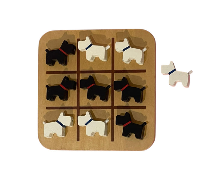 Scottie Dog Noughts And Crosses Mini Wooden Game