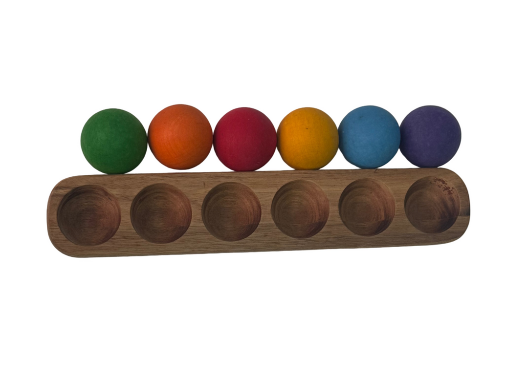 Wooden Sorting Stand with 6 Grimms balls
