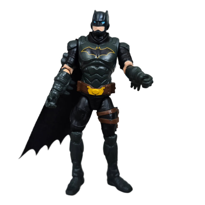 DC Comics, Make room for the Crusader Batmobile. With Batman as a 10-centimetre figure at the wheel, the sleek, pilotless car races through the streets of Gotham City in search of villains. Joker, Sharkman and Mr. Freeze are included in the set as cardboard figures.