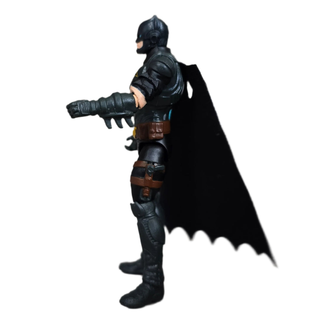 DC Comics, Make room for the Crusader Batmobile. With Batman as a 10-centimetre figure at the wheel, the sleek, pilotless car races through the streets of Gotham City in search of villains. Joker, Sharkman and Mr. Freeze are included in the set as cardboard figures.