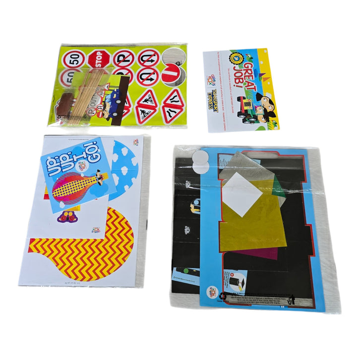 Genius Box - Play Some Learning, Step-by-Step D.I.Y Instruction manual and Certificate Kit includes following learning activities: 1. Submarine 3D Foam Puzzle, 2. Jet Set Go. 3. Bumpy Ride!, 4. Genius Box City Play-Mat, 5. Watch Out!, 6. Stop And Go!, 7. UP,UP I GO!, 8. Sailing Away!, 9. Rope-Way!